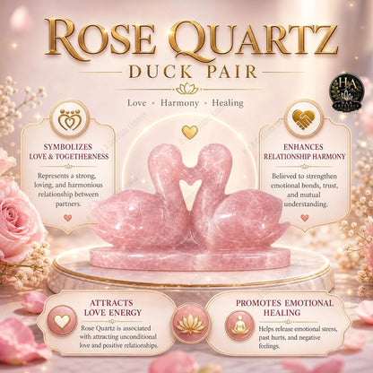 Rose Quartz Crystal Duck Pair