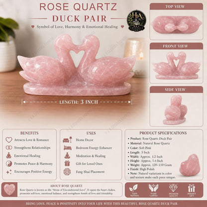Rose Quartz Crystal Duck Pair