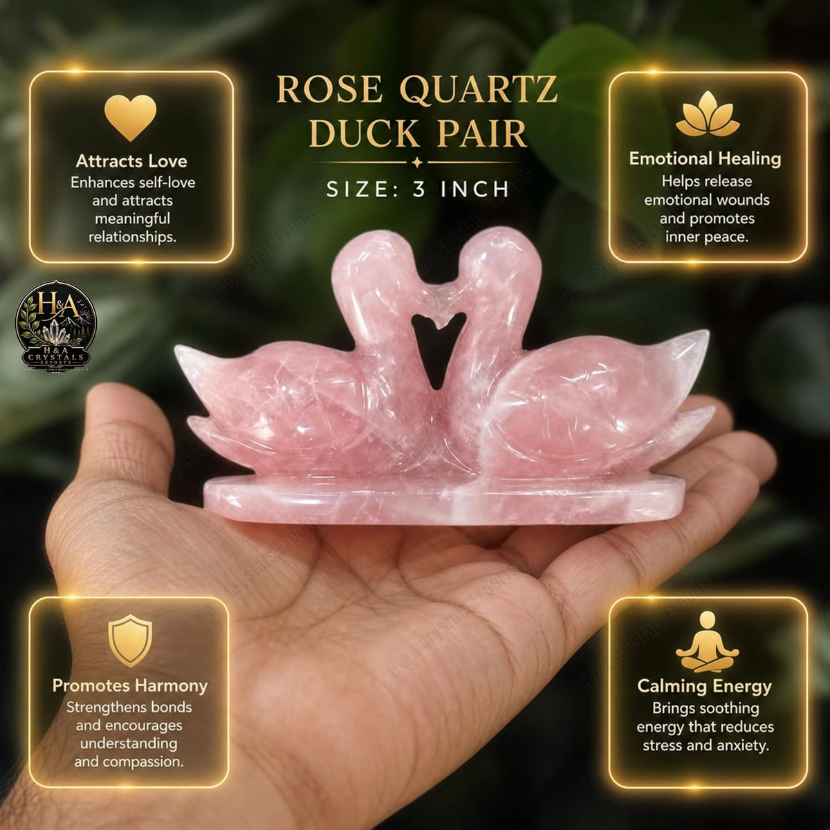 Rose Quartz Crystal Duck Pair