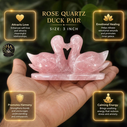 Rose Quartz Crystal Duck Pair