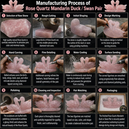 Rose Quartz Crystal Duck Pair
